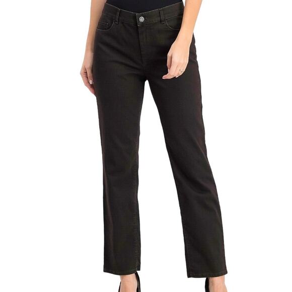 Atelier Gardeur Inga Jeans Straight Leg 48% Cotton High Waisted Black 38 6 - Picture 1 of 6